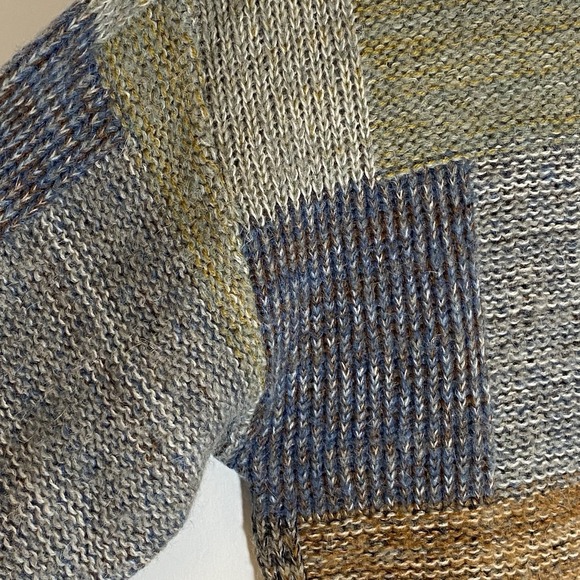 Vintage Fiume Sweater Womens 46 Gray Brown Wool Alpaca Colorblock Pullover Italy - Picture 7 of 16